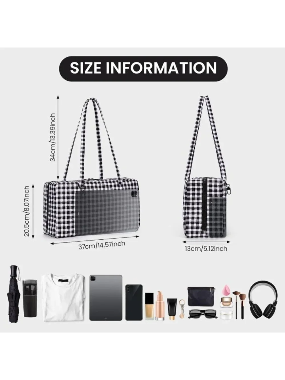 Stylish Slouchy Nylon Tote Bag - Large Hobo Shoulder Bag for Travel & College